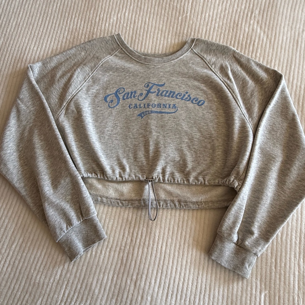 Bershka Grey Cropped Sweatshirt